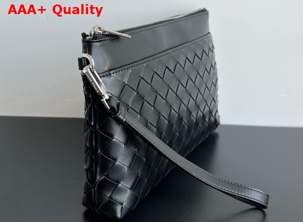 Bottega Veneta Intrecciato Prism Pouch in Black Replica