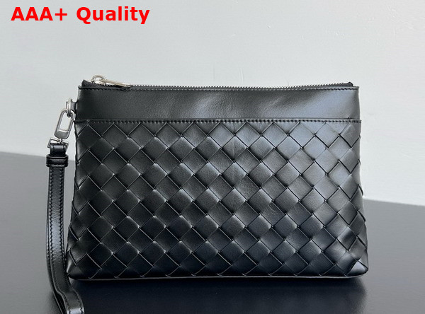 Bottega Veneta Intrecciato Prism Pouch in Black Replica