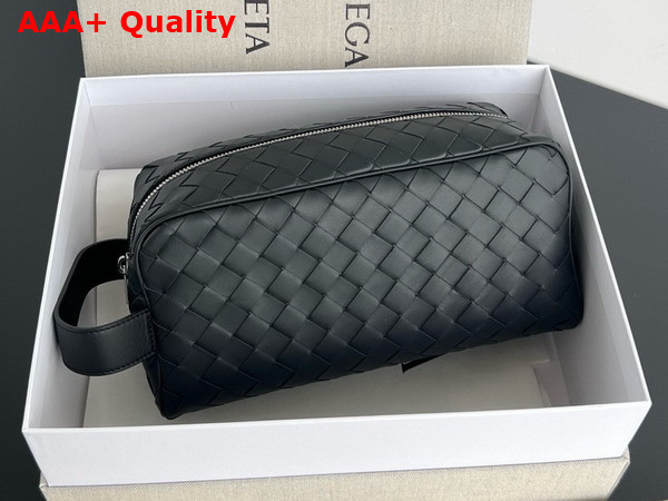 Bottega Veneta Intrecciato Travel Pouch Black Intrecciato Leather Replica