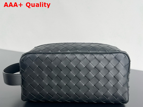 Bottega Veneta Intrecciato Travel Pouch Black Intrecciato Leather Replica