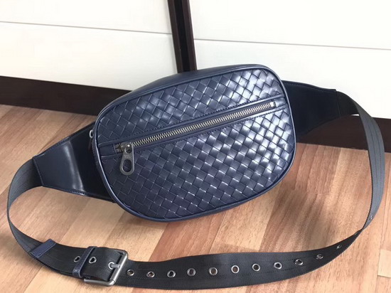 Bottega Veneta Intrecciato VN Belt Bag in Blue Calf Leather