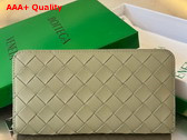 Bottega Veneta Intrecciato Zip Around Wallet Travertine and Parakeet Calfskin Replica