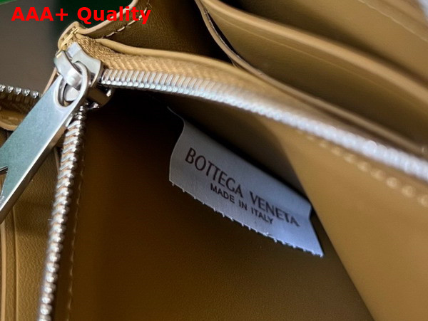 Bottega Veneta Intrecciato Zip Around Wallet in Light Brown Calfskin Replica