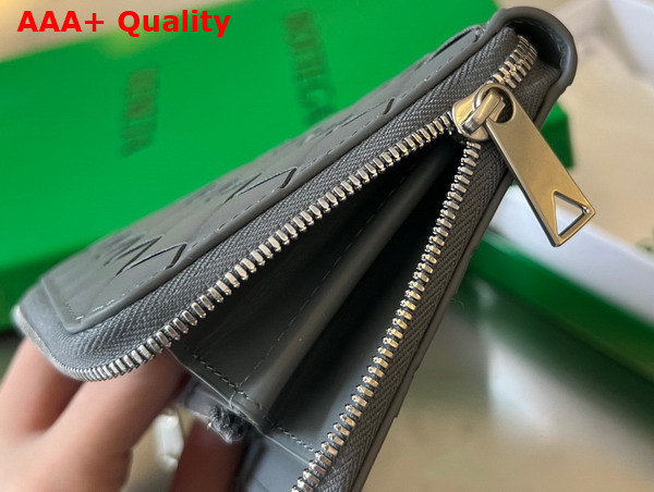 Bottega Veneta Intrecciato Zip Around Wallet in Thunder Calfskin Replica