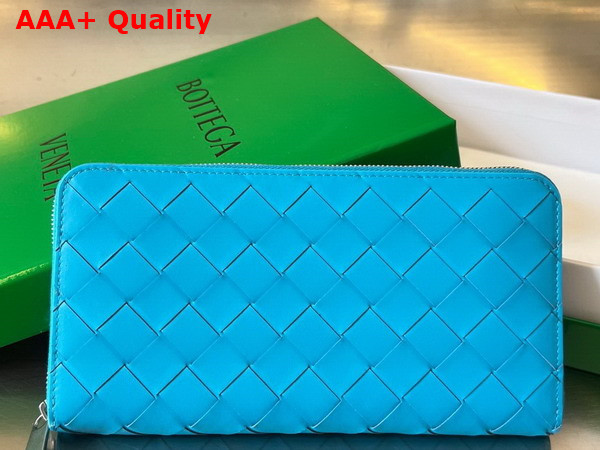 Bottega Veneta Intrecciato Zip Around Wallet in Windswept Calfskin Replica