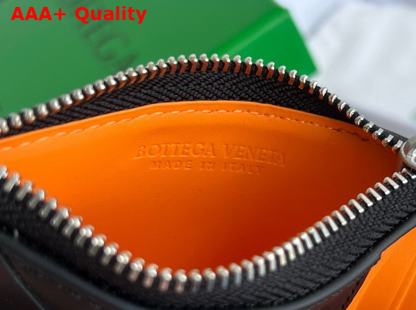 Bottega Veneta Intrecciato Zipped Card Case Black and Orange Replica