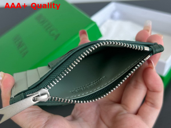 Bottega Veneta Intrecciato Zipped Card Case Emerald Green and New Sauge Replica