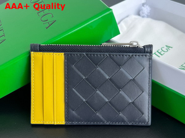 Bottega Veneta Intrecciato Zipped Card Case Space and Yellow Replica