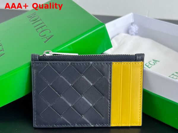 Bottega Veneta Intrecciato Zipped Card Case Space and Yellow Replica