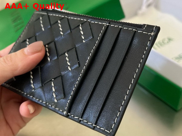 Bottega Veneta Intrecciato Zipped Card Case in Black Replica