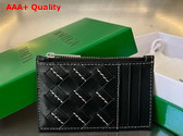 Bottega Veneta Intrecciato Zipped Card Case in Black Replica