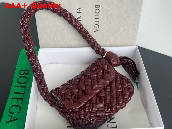 Bottega Veneta Kalimero Citta Barolo Shoulder Bag in Soft Foulard Intreccio Leather with Sliding Shoulder Strap Replica