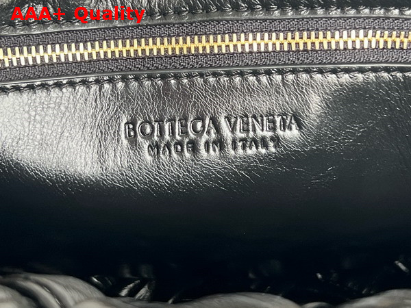 Bottega Veneta Kalimero Citta Black Shoulder Bag in Soft Foulard Intreccio Leather with Sliding Shoulder Strap Replica