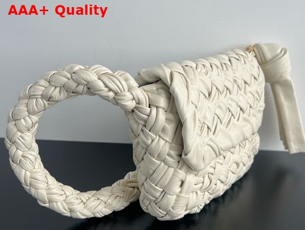 Bottega Veneta Kalimero Citta Shoulder Bag in Bone Soft Foulard Intreccio Leather with Sliding Shoulder Strap Replica