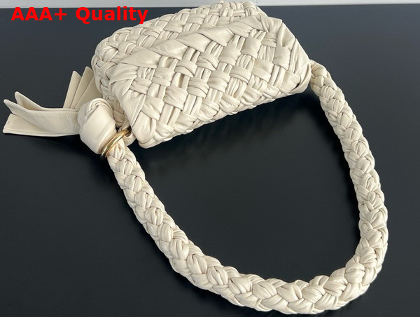 Bottega Veneta Kalimero Citta Shoulder Bag in Bone Soft Foulard Intreccio Leather with Sliding Shoulder Strap Replica