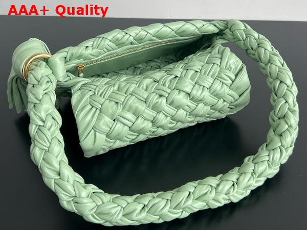 Bottega Veneta Kalimero Citta Shoulder Bag in Fresh Mint Soft Foulard Intreccio Leather with Sliding Shoulder Strap Replica