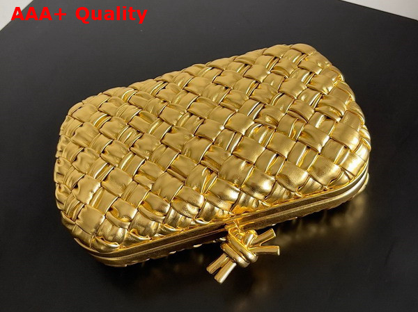 Bottega Veneta Knot Gold Foulard Intreccio Leather Minaudiere Replica