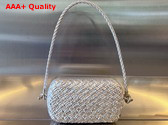 Bottega Veneta Knot On Strap Silver Pressed Intreccio Laminated Leather Minaudiere Replica