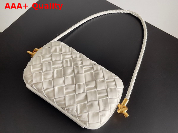 Bottega Veneta Knot On Strap White Foulard Intreccio Leather Minaudiere with Strap Replica