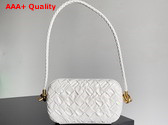 Bottega Veneta Knot On Strap White Foulard Intreccio Leather Minaudiere with Strap Replica