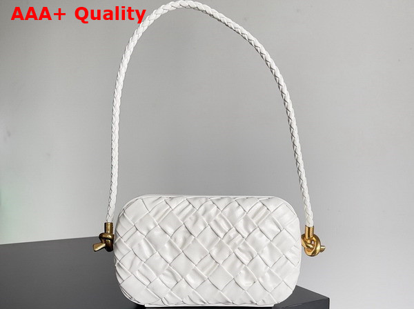 Bottega Veneta Knot On Strap White Foulard Intreccio Leather Minaudiere with Strap Replica