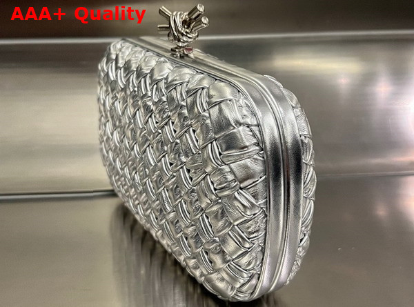 Bottega Veneta Knot Silver Pressed Intreccio Laminated Leather Minaudiere Replica