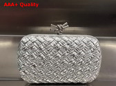 Bottega Veneta Knot Silver Pressed Intreccio Laminated Leather Minaudiere Replica