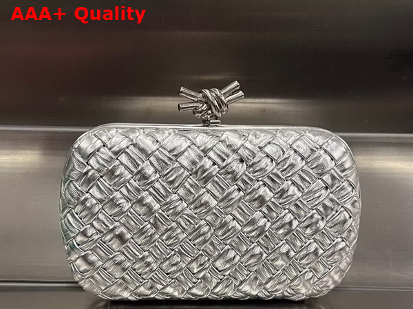 Bottega Veneta Knot Silver Pressed Intreccio Laminated Leather Minaudiere Replica