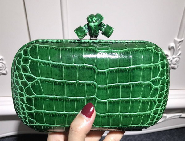 Bottega Veneta Knot in Green Crocodile