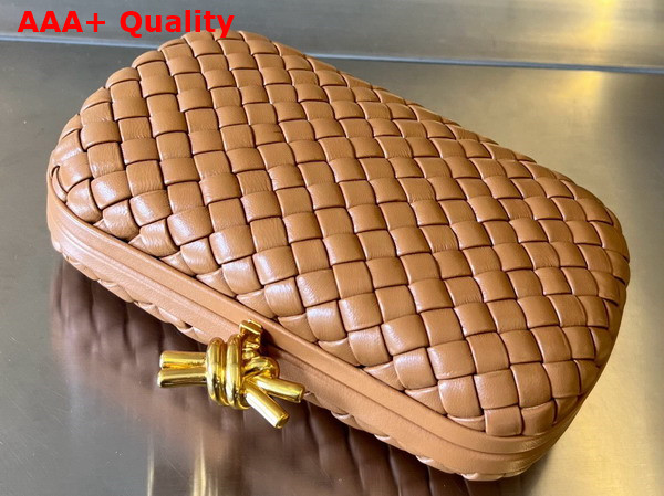 Bottega Veneta Knot in Wood Intreccio Leather Minaudiere Replica