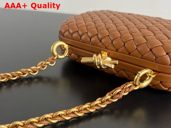 Bottega Veneta Knot with Chain in Cognac Padded Intrecciato Leather Replica