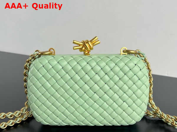 Bottega Veneta Knot with Chain in Fresh Mint Padded Intrecciato Leather Replica