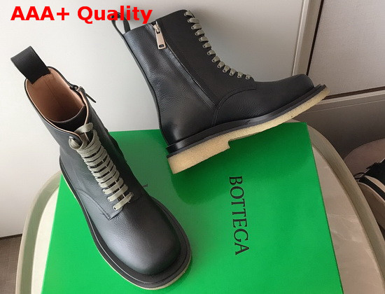 Bottega Veneta Lace Up Boots Nero Vegetable Tanned Calf Leather Replica