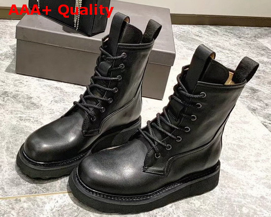 Bottega Veneta Lace Up Boots in Black Vegetable Tanned Calfskin Replica