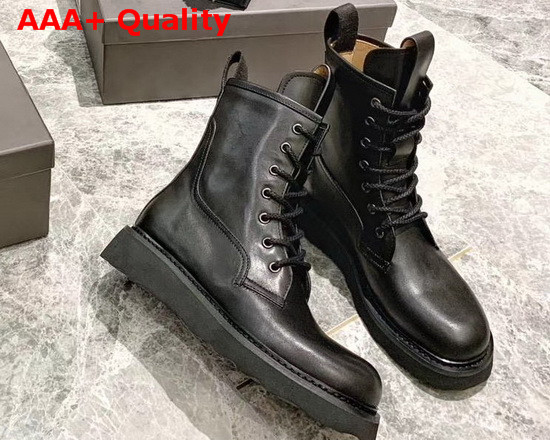 Bottega Veneta Lace Up Boots in Black Vegetable Tanned Calfskin Replica