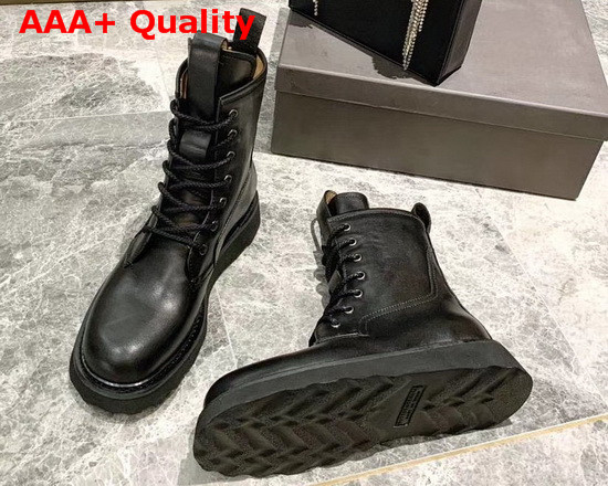 Bottega Veneta Lace Up Boots in Black Vegetable Tanned Calfskin Replica