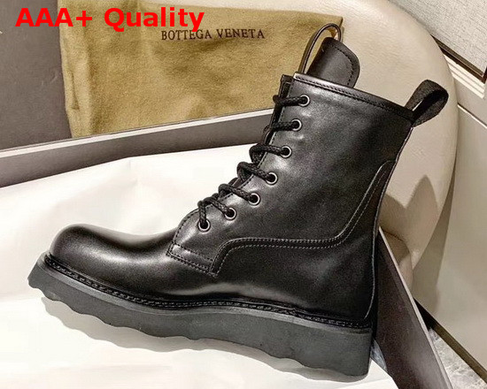 Bottega Veneta Lace Up Boots in Black Vegetable Tanned Calfskin Replica