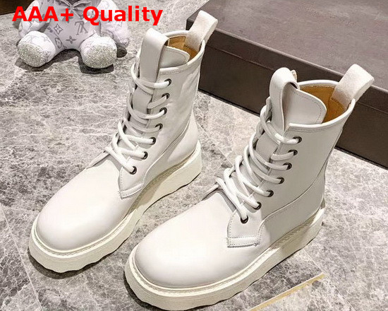 Bottega Veneta Lace Up Boots in White Vegetable Tanned Calfskin Replica