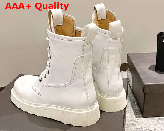 Bottega Veneta Lace Up Boots in White Vegetable Tanned Calfskin Replica