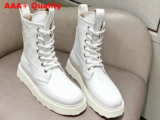 Bottega Veneta Lace Up Boots in White Vegetable Tanned Calfskin Replica