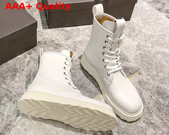 Bottega Veneta Lace Up Boots in White Vegetable Tanned Calfskin Replica