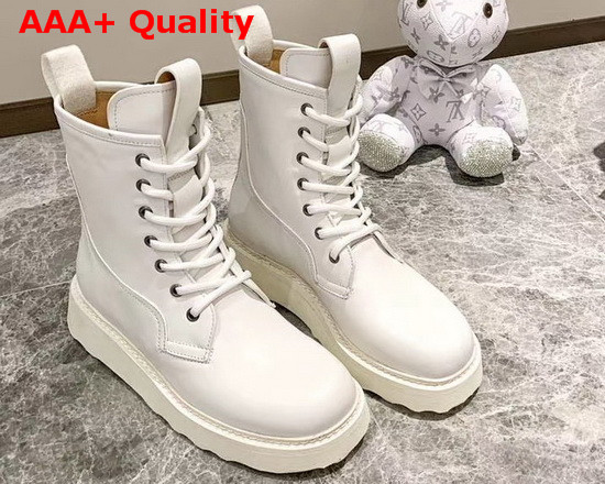 Bottega Veneta Lace Up Boots in White Vegetable Tanned Calfskin Replica