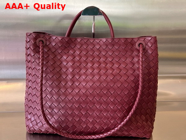 Bottega Veneta Large Andiamo Bag in Barolo Intrecciato Leather Replica