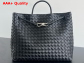 Bottega Veneta Large Andiamo Bag in Black Intrecciato Leather with Silver Hardware Replica