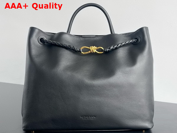 Bottega Veneta Large Andiamo Bag in Black Silky Calf Leather Replica