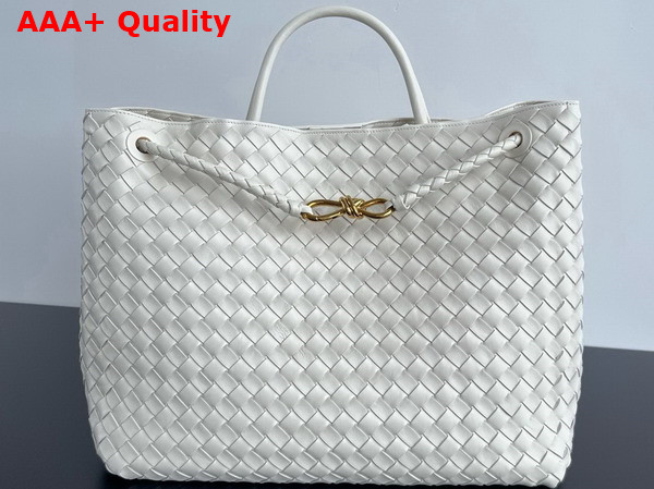 Bottega Veneta Large Andiamo Bag in Sea Salt Intrecciato Leather Replica