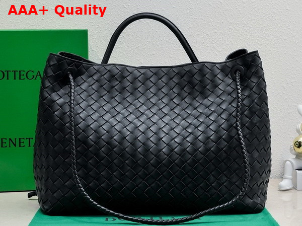 Bottega Veneta Large Andiamo Top Handle Bag in Black Intrecciato Lambskin Replica