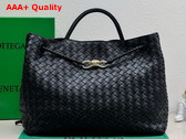 Bottega Veneta Large Andiamo Top Handle Bag in Black Intrecciato Lambskin Replica