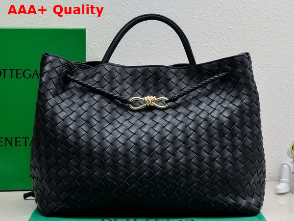 Bottega Veneta Large Andiamo Top Handle Bag in Black Intrecciato Lambskin Replica