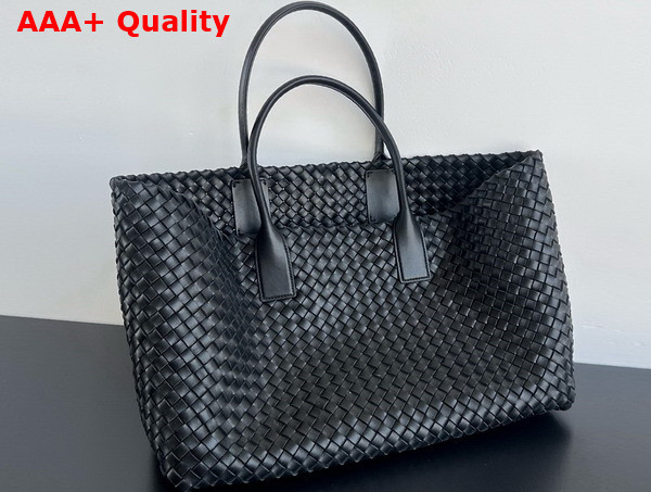 Bottega Veneta Large Cabat Black Intreccio Leather Tote Bag Replica